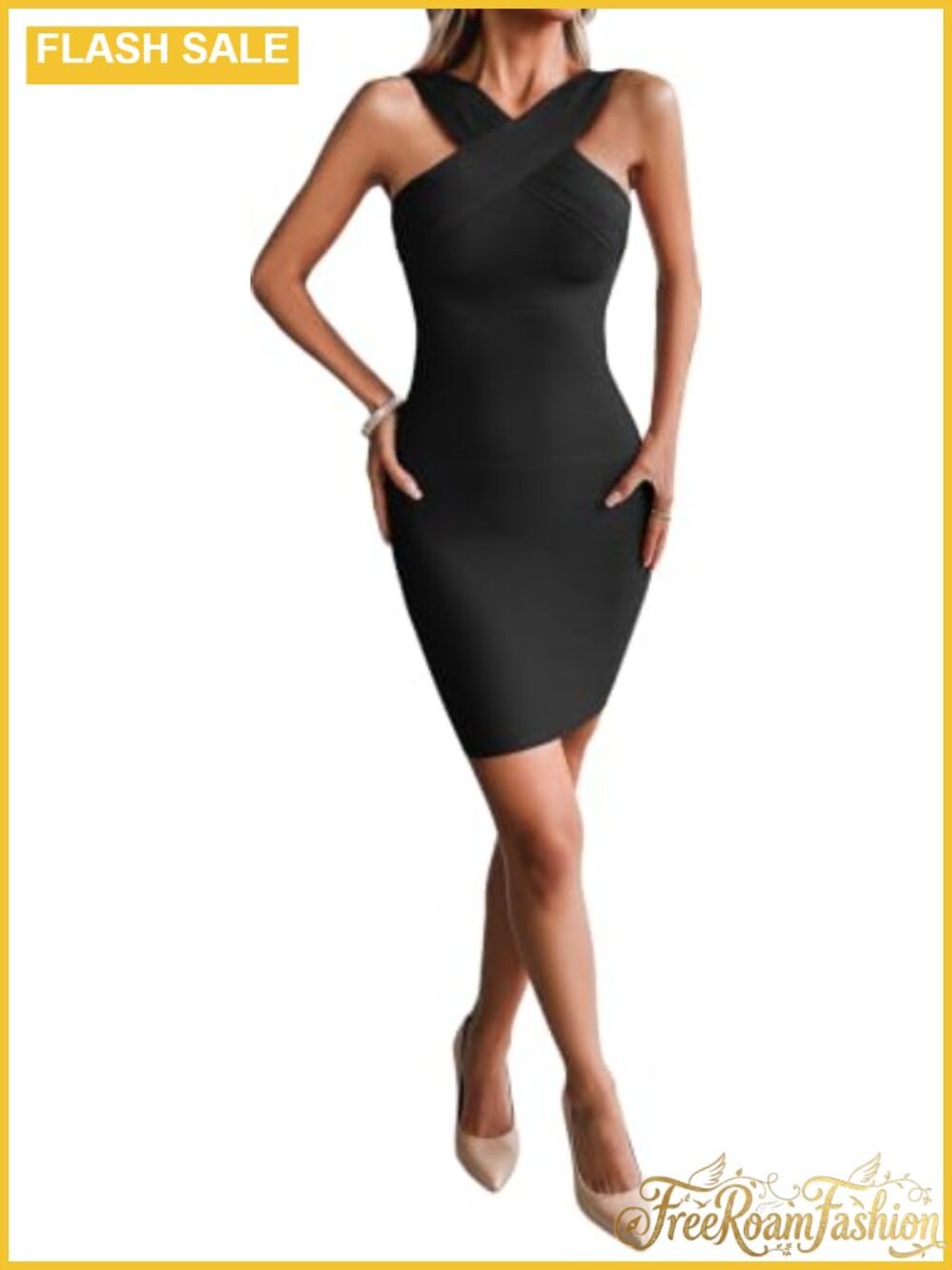 Halter Criss Cross Bandage Mini Dress Sequin Fringe Party Cocktail